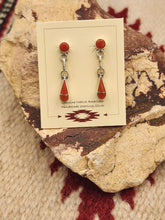 Load image into Gallery viewer, CORAL INLAY EARRINGS- ZUNI - RICKY &amp; VELDA NASTACIO
