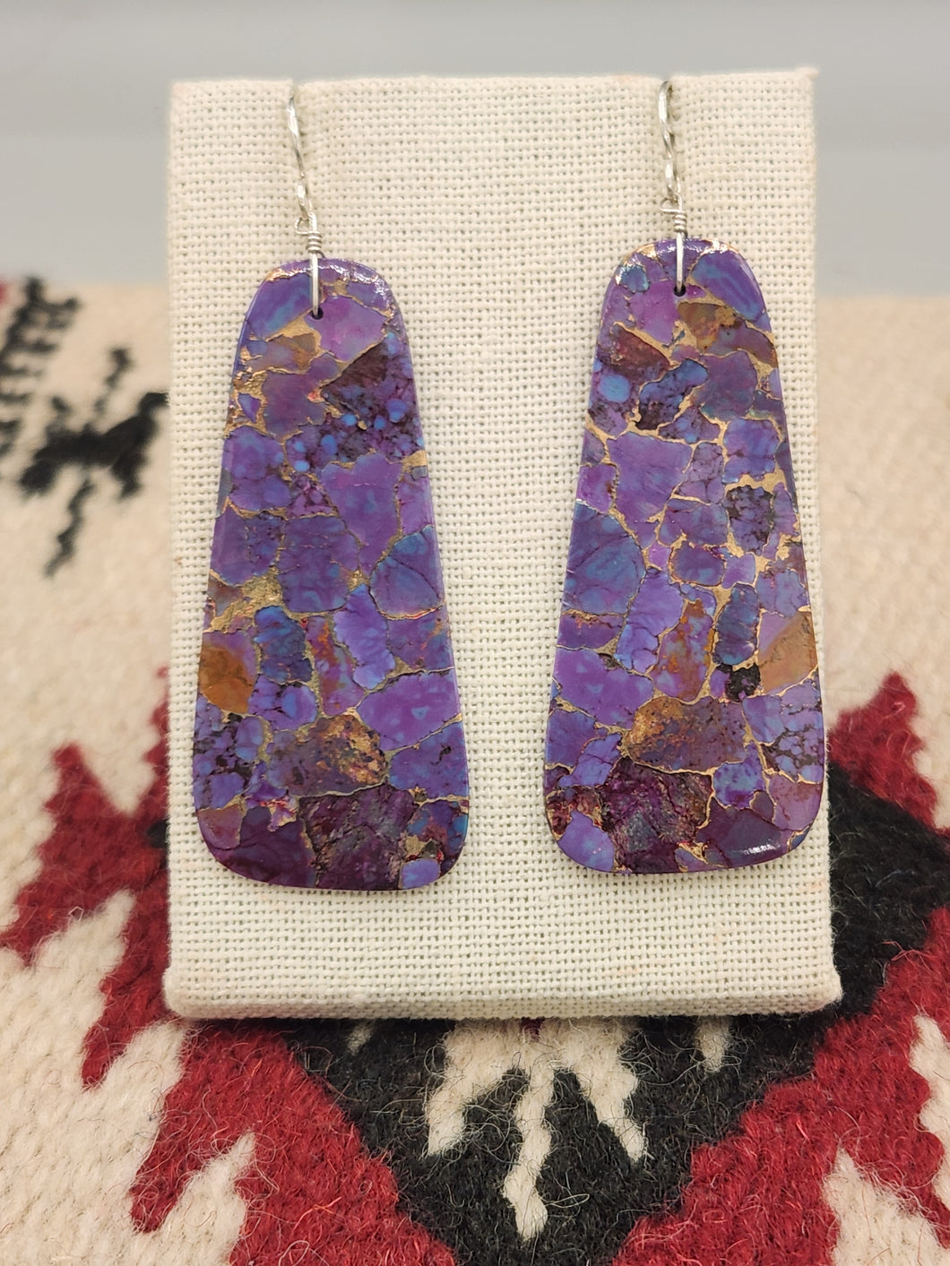 PURPLE COPPER TURQUOISE PADDLE STYLE EARRINGS - MARCELLA CASTILLO