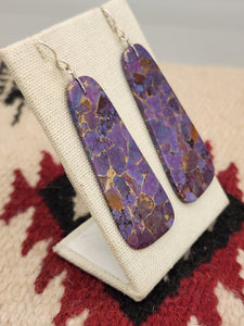 PURPLE COPPER TURQUOISE PADDLE STYLE EARRINGS - MARCELLA CASTILLO