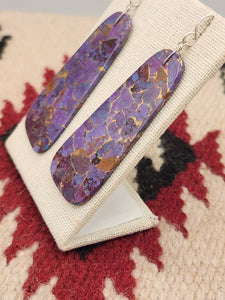 PURPLE COPPER TURQUOISE PADDLE STYLE EARRINGS - MARCELLA CASTILLO