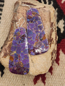 PURPLE COPPER TURQUOISE PADDLE STYLE EARRINGS - MARCELLA CASTILLO