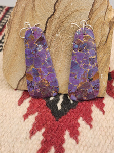 PURPLE COPPER TURQUOISE PADDLE STYLE EARRINGS - MARCELLA CASTILLO