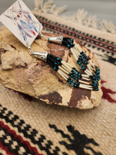 Load image into Gallery viewer, BEADED PORCUPINE QUILL EARRINGS- LITTLE BEAVER - TEAL
