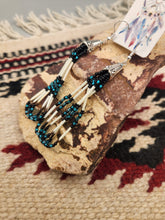 Load image into Gallery viewer, BEADED PORCUPINE QUILL EARRINGS- LITTLE BEAVER - TEAL
