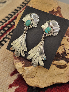 GREEN TURQUOISE POST STYLE EARRINGS  - GENEVIEVE FRANCISCO