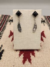 Load image into Gallery viewer, ONYX FEATHER EARRINGS - ISABELLE YAZZIE
