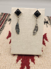 Load image into Gallery viewer, ONYX FEATHER EARRINGS - ISABELLE YAZZIE
