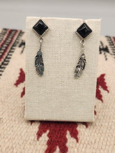 ONYX FEATHER EARRINGS - ISABELLE YAZZIE