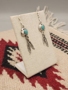 TURQUOISE EARRINGS WITH 2 FEATHERS - RITA LARGO