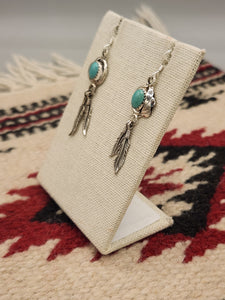 TURQUOISE EARRINGS WITH 2 FEATHERS - RITA LARGO