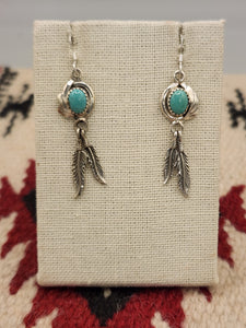 TURQUOISE EARRINGS WITH 2 FEATHERS - RITA LARGO