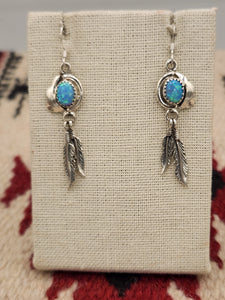 BLUE OPAL EARRINGS WITH FEATHERS -RITA LARGO