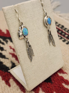 BLUE OPAL EARRINGS WITH FEATHERS -RITA LARGO