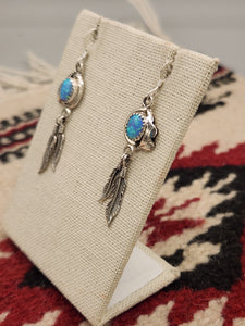 BLUE OPAL EARRINGS WITH FEATHERS -RITA LARGO