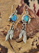 Load image into Gallery viewer, BLUE OPAL EARRINGS WITH FEATHERS -RITA LARGO
