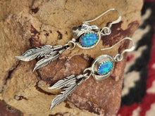 Load image into Gallery viewer, BLUE OPAL EARRINGS WITH FEATHERS -RITA LARGO
