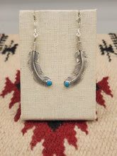 Load image into Gallery viewer, TURQUOISE BENT FEATHER EARRINGS  - LOUISE JOE
