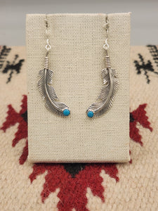 TURQUOISE BENT FEATHER EARRINGS  - LOUISE JOE