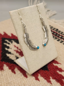 TURQUOISE BENT FEATHER EARRINGS  - LOUISE JOE