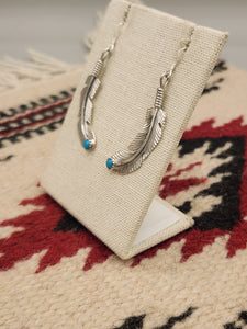 TURQUOISE BENT FEATHER EARRINGS  - LOUISE JOE