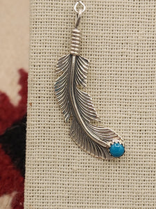 TURQUOISE BENT FEATHER EARRINGS  - LOUISE JOE