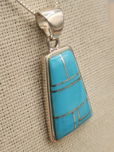 Load image into Gallery viewer, TURQUOISE INLAY PENDANT ON CHAIN  - ZUNI
