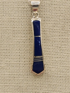 LAPIS INLAY NECKLACE on 18"BOX CHAIN - ZUNI