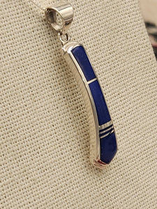 LAPIS INLAY NECKLACE on 18"BOX CHAIN - ZUNI