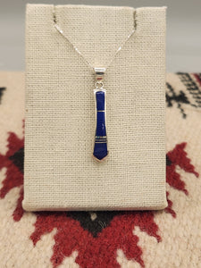 LAPIS INLAY NECKLACE on 18"BOX CHAIN - ZUNI