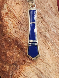 LAPIS INLAY NECKLACE on 18"BOX CHAIN - ZUNI