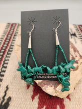 Load image into Gallery viewer, MALACHITE LOOPED HANDCARVED FETISH EARRINGS- NAVAJO
