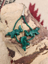 Load image into Gallery viewer, MALACHITE LOOPED HANDCARVED FETISH EARRINGS- NAVAJO
