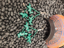 Load image into Gallery viewer, MALACHITE LOOPED HANDCARVED FETISH EARRINGS- NAVAJO
