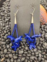 Load image into Gallery viewer, LAPIS LOOPED HANDCARVED FETISH EARRINGS  - NAVAJO
