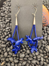 Load image into Gallery viewer, LAPIS LOOPED HANDCARVED FETISH EARRINGS  - NAVAJO
