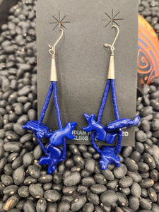 LAPIS LOOPED HANDCARVED FETISH EARRINGS  - NAVAJO