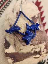 Load image into Gallery viewer, LAPIS LOOPED HANDCARVED FETISH EARRINGS  - NAVAJO
