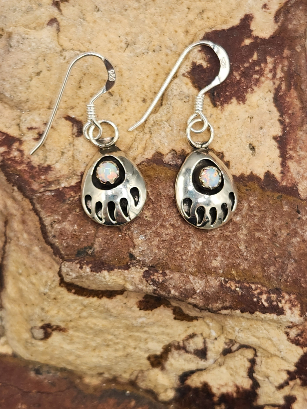 WHITE OPAL SMALL BEAR PAW EARRINGS - LITA PARKER