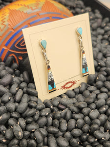 MULTI INLAY POST STYLE EARRINGS- ZUNI - JASON BOBELU