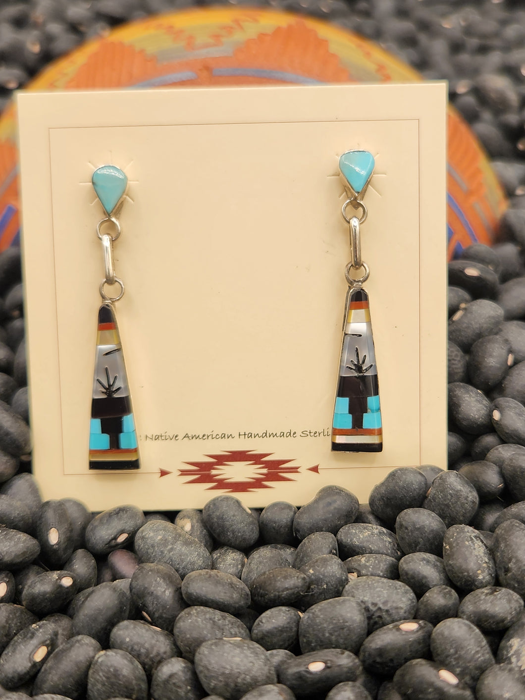 MULTI INLAY POST STYLE EARRINGS- ZUNI - JASON BOBELU