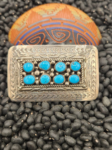 SLEEPING BEAUTY TURQUOISE BELT BUCKLE - NAVAJO