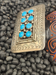 SLEEPING BEAUTY TURQUOISE BELT BUCKLE - NAVAJO