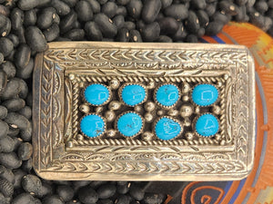 SLEEPING BEAUTY TURQUOISE BELT BUCKLE - NAVAJO