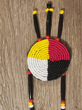 Load image into Gallery viewer, HORN BEADED ROSETTE NECKLACE- MEDICINE WHEEL
