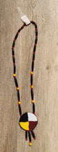 Load image into Gallery viewer, HORN BEADED ROSETTE NECKLACE- MEDICINE WHEEL
