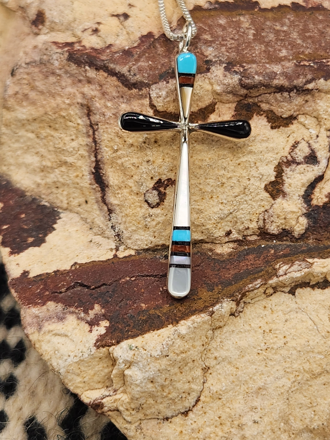 ZUNI INLAY CROSS NECKLACE  - SYLVESTER NOCHE