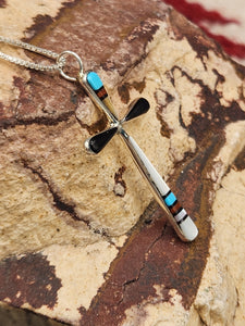 ZUNI INLAY CROSS NECKLACE  - SYLVESTER NOCHE