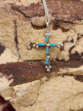 Load image into Gallery viewer, ZUNI TURQUOISE NEEDLEPOINT CROSS NECKLACE
