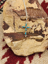 Load image into Gallery viewer, ZUNI TURQUOISE NEEDLEPOINT CROSS NECKLACE
