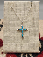 Load image into Gallery viewer, ZUNI TURQUOISE NEEDLEPOINT CROSS NECKLACE
